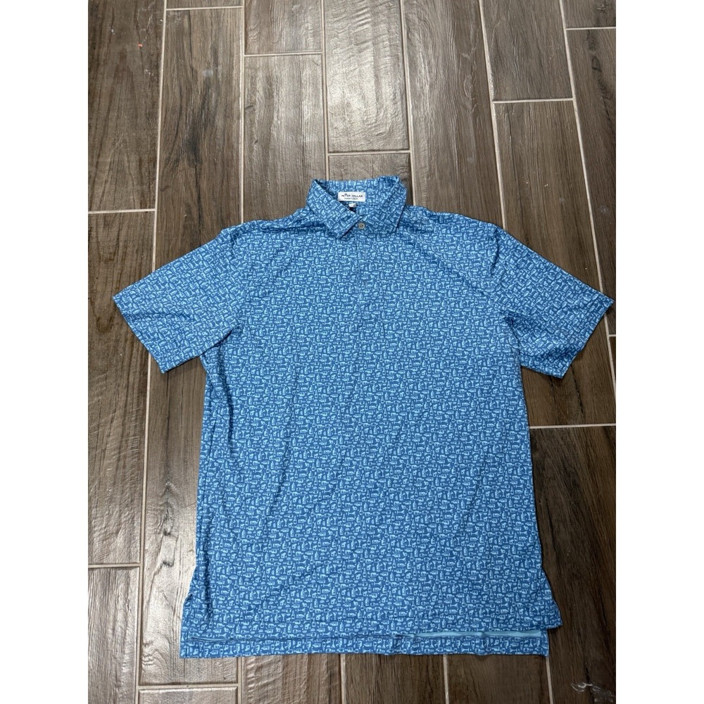 Peter Millar Summer Comfort Polo Golf Shirt Cocktail Drinks All Over Print M